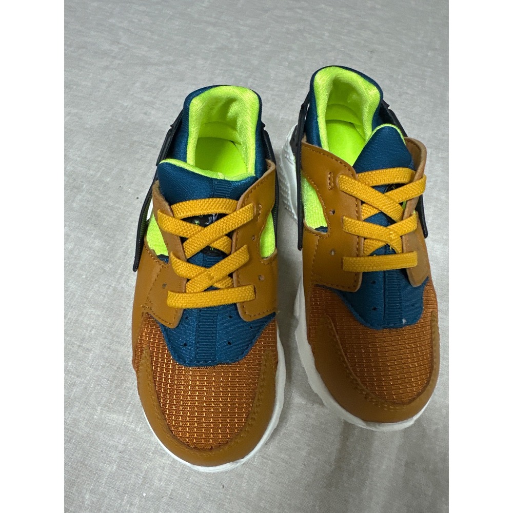 Nike Air Huarache Run Kids 10C Ale Brown Volt Blue 704949-701 Sneakers